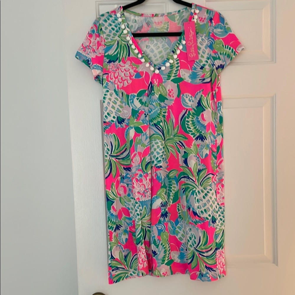 Vibrant Pink and Green Dress